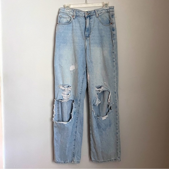 Forever 21 Premium Denim 90s Baggy Straight Hi-Waist Distressed Jeans Size 28 - Picture 1 of 8